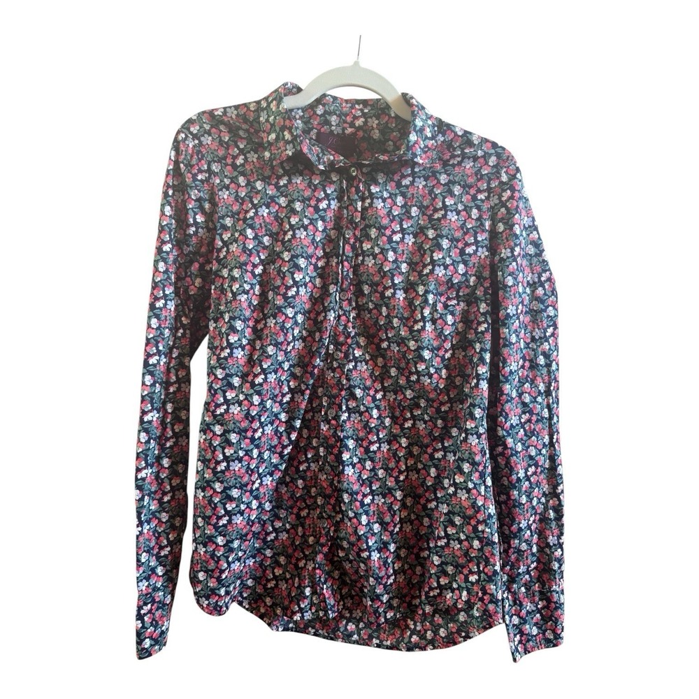 J. Crew Liberty Of London Fabric Size 6 Slim Cut Woman's Shirt Blue Sarah Floral